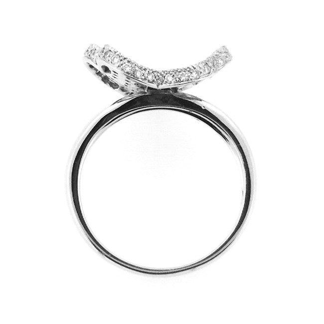STUNNING DIAMOND FLOWER RING PAVE SET 14K WHITE GOLD 0.81CTW