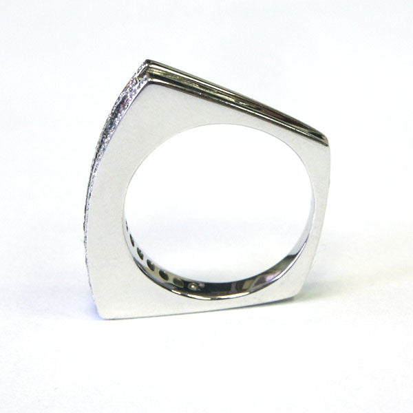Black Diamond and Diamond Pave Ring Band in 14K White Gold (0.25 ct. tw.)