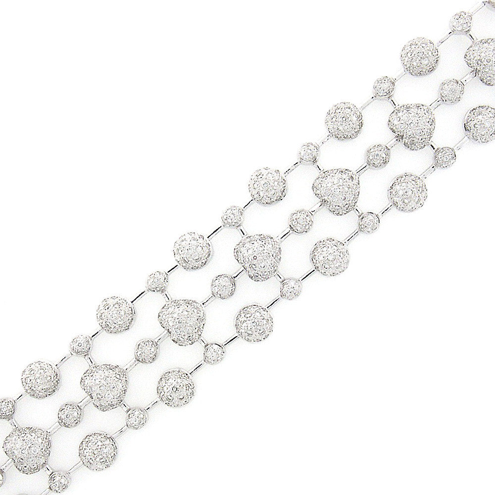 18K White Gold Heart and Circle Diamond Bracelet Pave Set (2.44 ct. tw.)