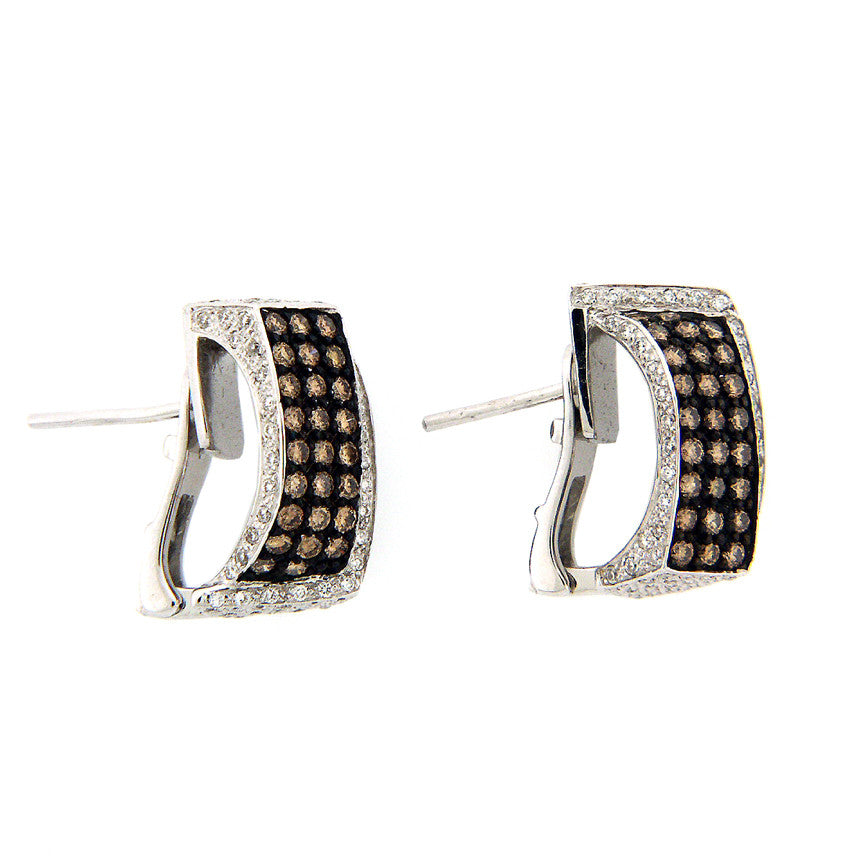 18K White Gold Diamond and Champagne Diamond Pave Earrings (2.61 ct. tw.)