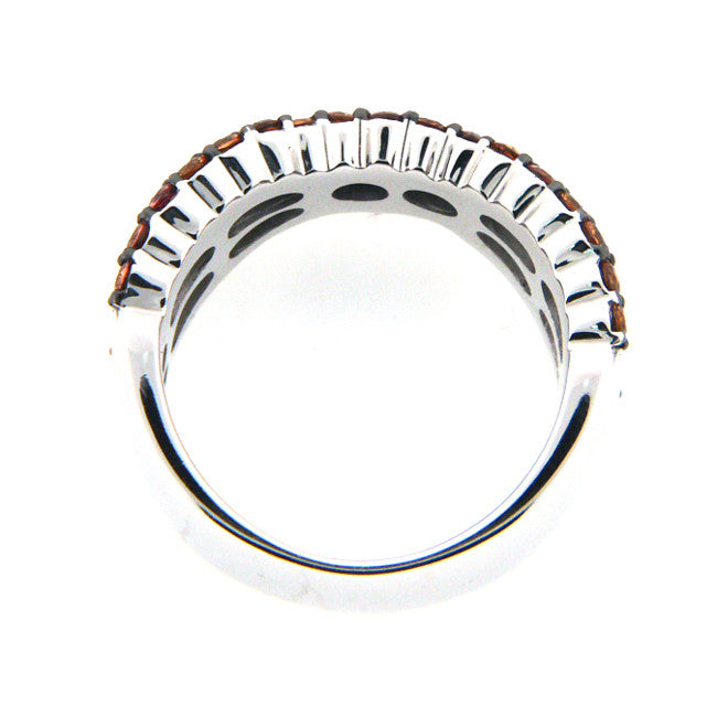 18K White Gold Diamond Champagne Diamond Orange Sapphire Ring (1.45 ct. tw.)