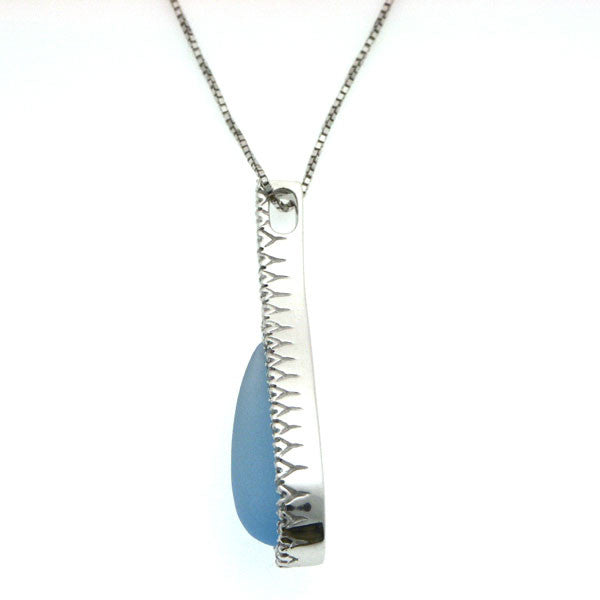 18K White Gold Frosted Blue Topaz Diamond Pendant Necklace (2.98 ct. tw.)