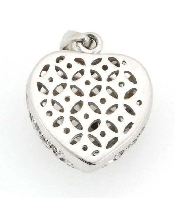 18K White Gold 3D Diamond Heart Pendant (0.21 ct. tw.)