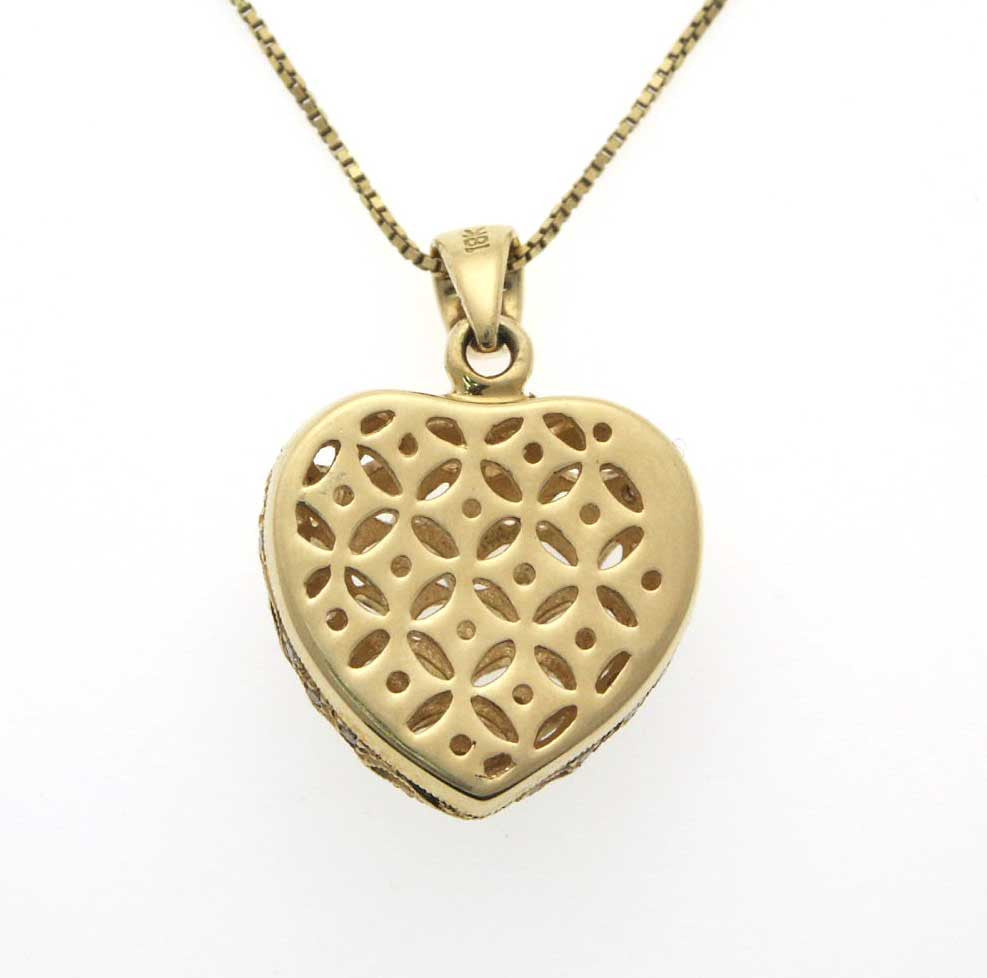18K Yellow Gold Diamond Heart Pendant Necklace (0.21 ct. tw.)
