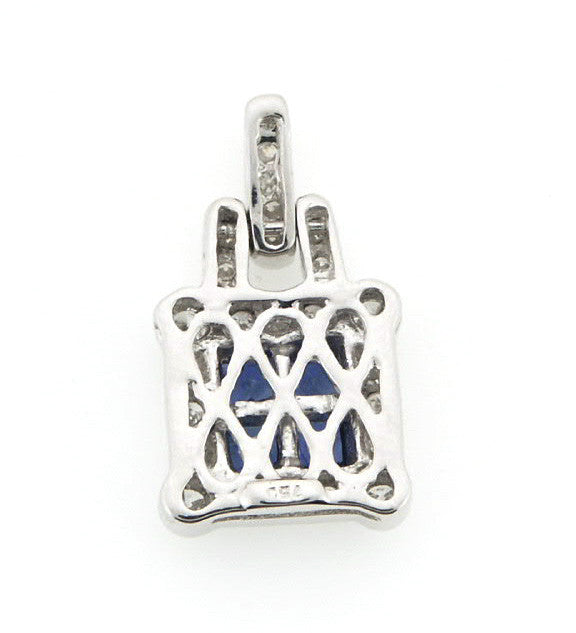 Diamond and Sapphire Pendant Pave Set in 18K White Gold (0.91 ct. tw.)