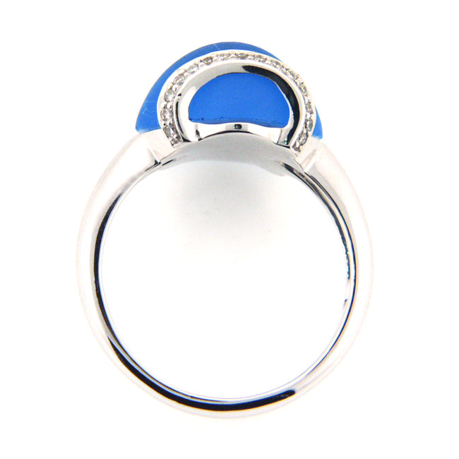 18K White Gold Frosted Blue Topaz and Diamond Ring (9.11 ct. tw.)