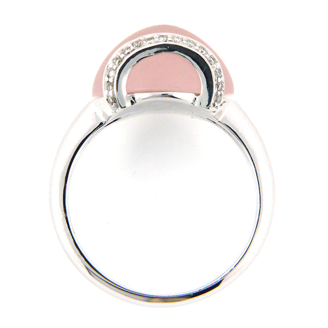 18K White Gold Frosted Rose Quartz Diamond Ring (6.95 ct. tw.)
