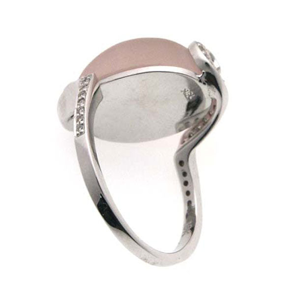 18K White Gold Frosted Rose Quartz Diamond Ring (9.27 ct. tw.)