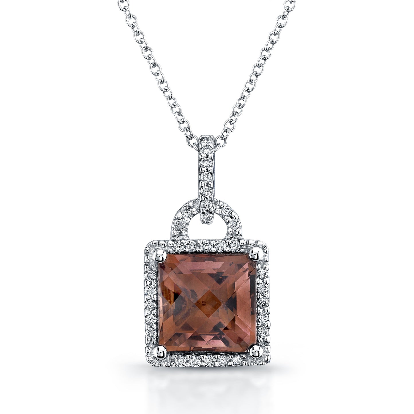 18K White Gold Diamond and Pink Tourmaline Pendant Chain (2.84 ct. tw.)