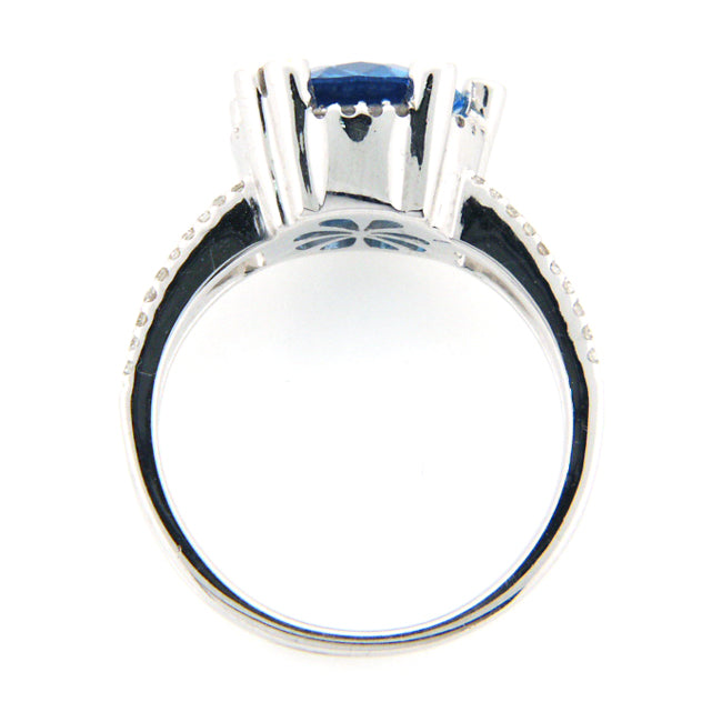 3 1/2 ct tw Blue Topaz Ring 1/3 ct tw Diamonds 18K White Gold