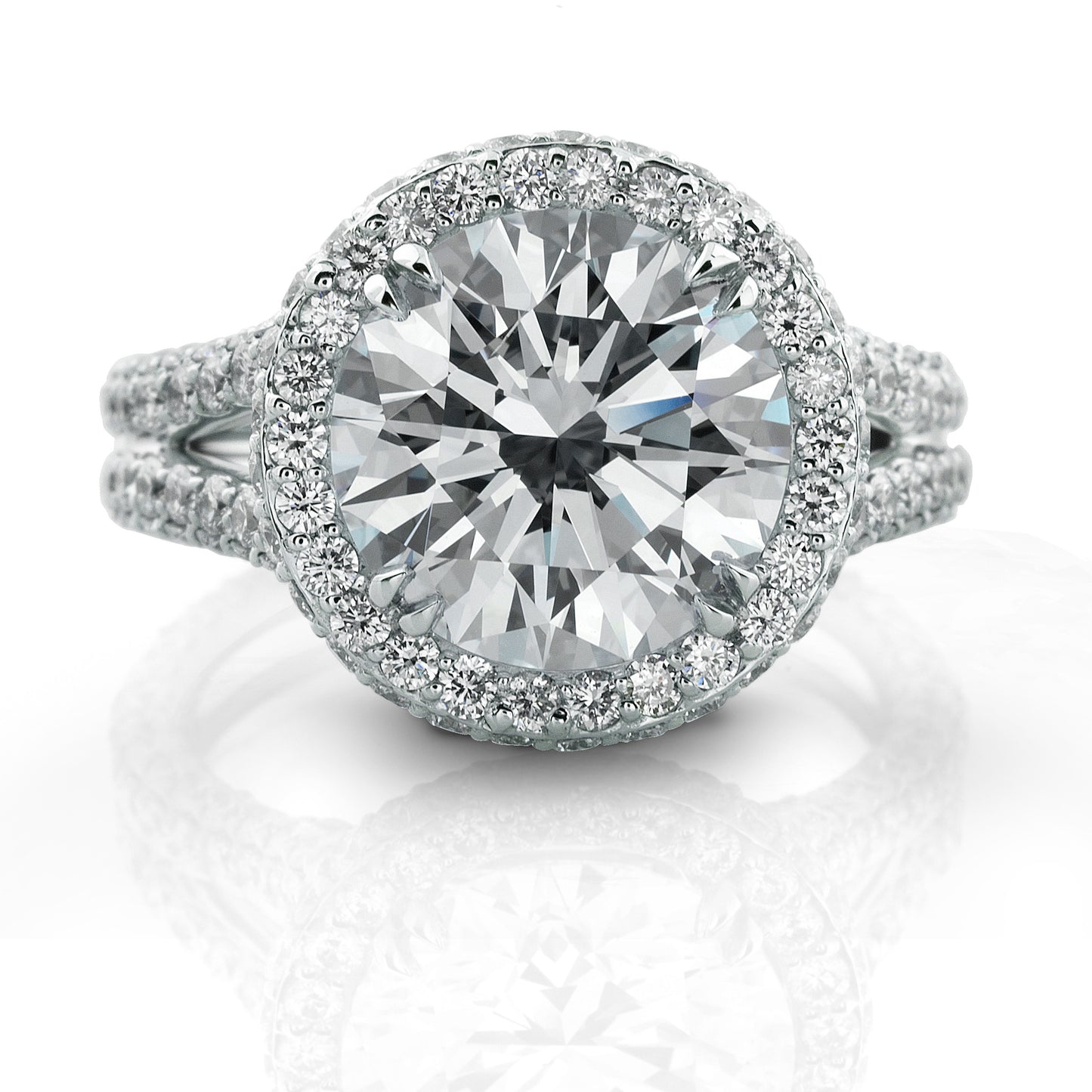 Micro-Pavé Halo Diamond Engagement Ring in Platinum (2.04 ct. tw.)