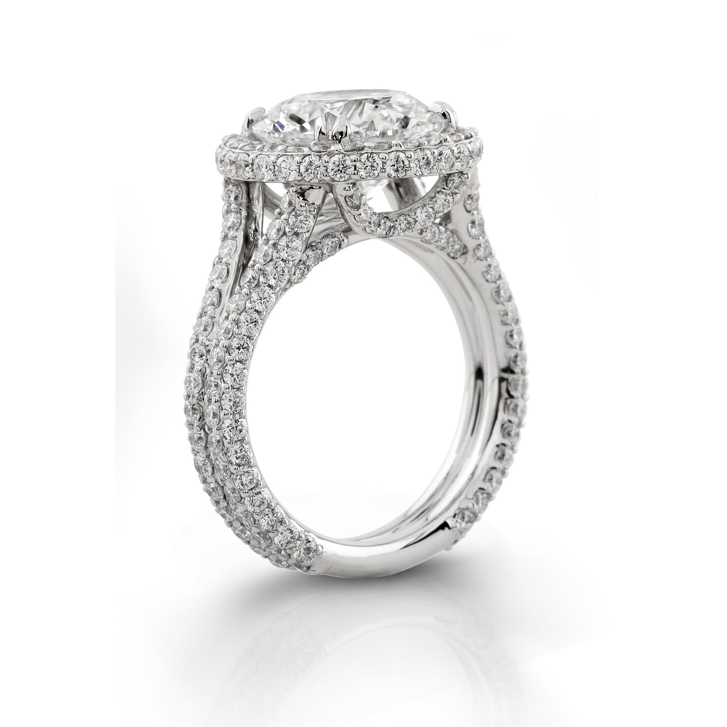 Micro-Pavé Halo Diamond Engagement Ring in Platinum (2.04 ct. tw.)
