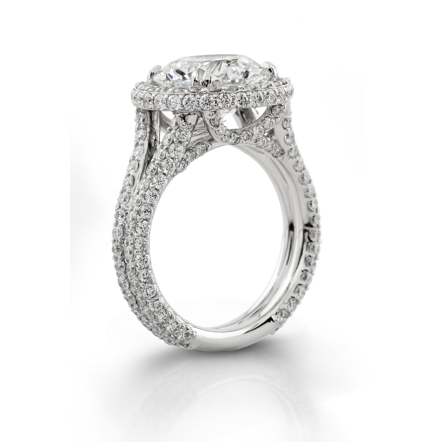 Micro-Pavé Halo Diamond Engagement Ring Setting for 4 ct. Round Center 2.04 (ct. tw.)