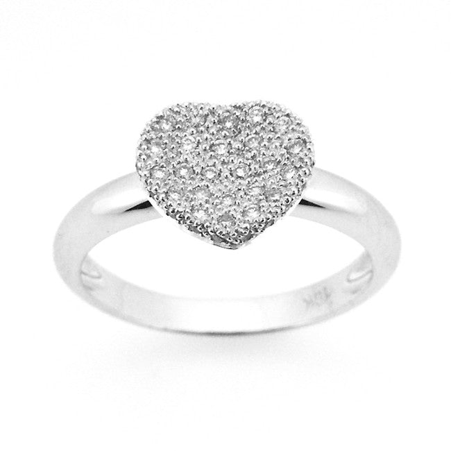 18K White Gold Diamond Heart Shaped Ring Pave Set (0.29 ct. tw.)