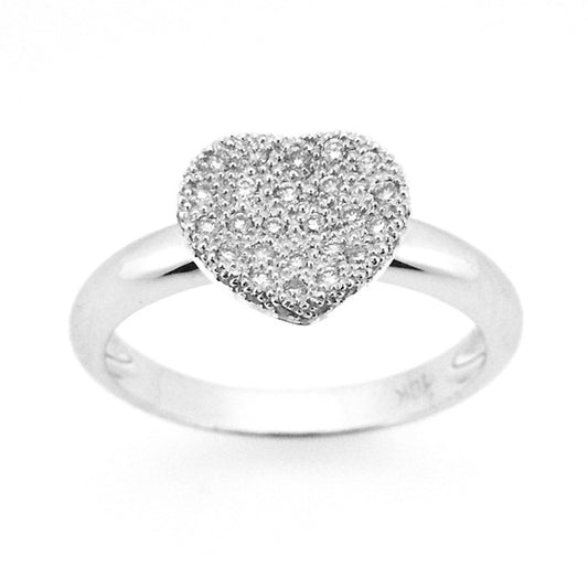 18K White Gold Diamond Heart Shaped Ring Pave Set (0.29 ct. tw.)