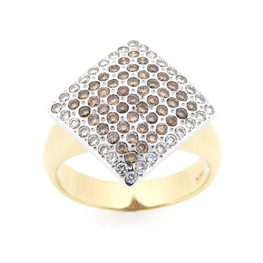 14K Two Tone Gold Diamond and Champagne Diamond Ring (0.97 ct. tw.)