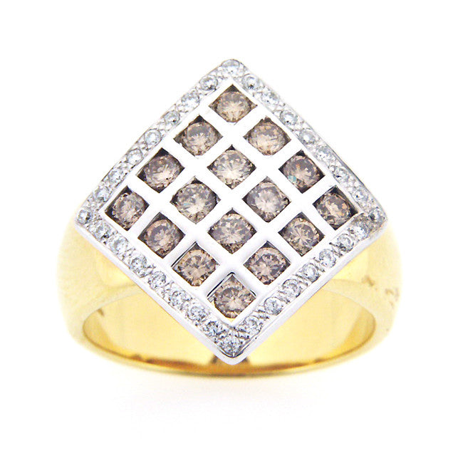 18K White and Yellow Gold Diamond Ring with Champagne Diamonds (1.05 ct. tw.)