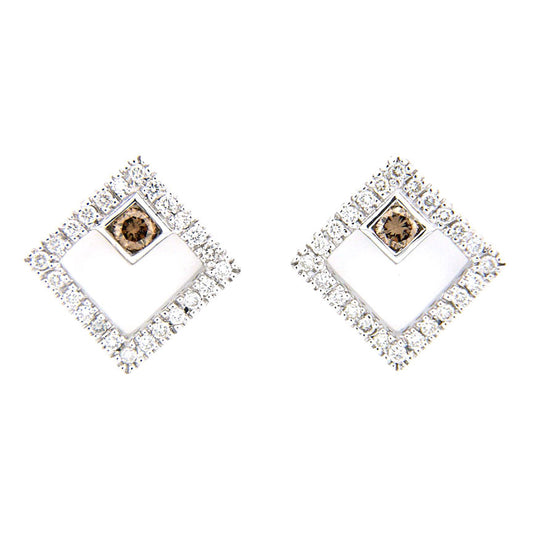 14K White Gold Diamond and Champagne Diamond Earrings (0.40 ct. tw.)