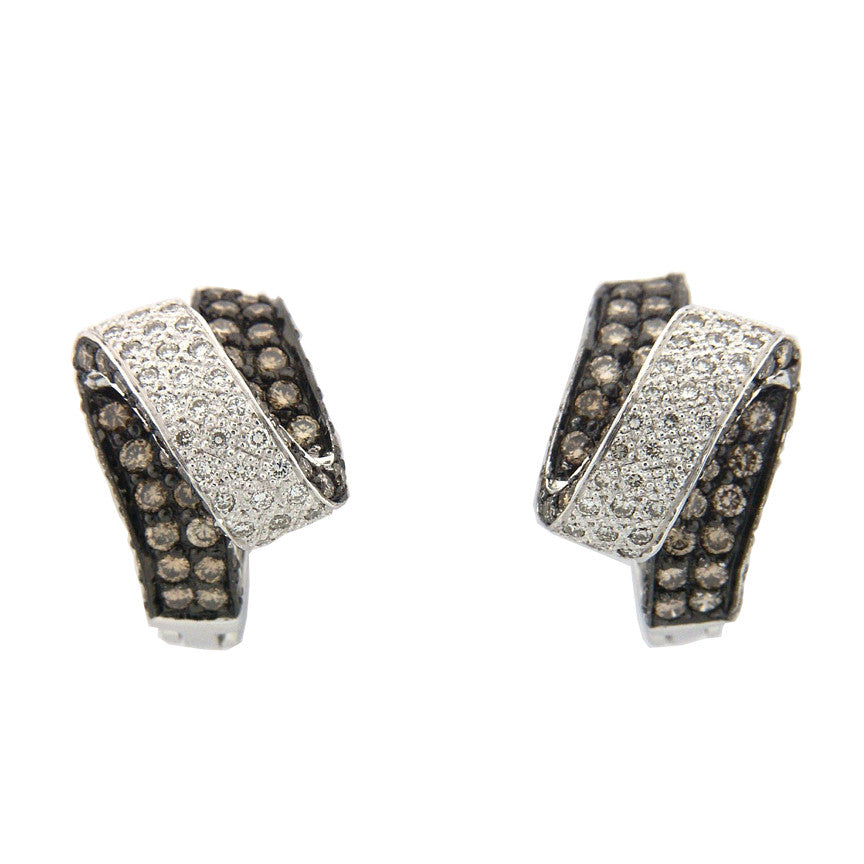 Diamond and Champagne Diamond Earrings in 18K White Gold (1.82 ct. tw.)