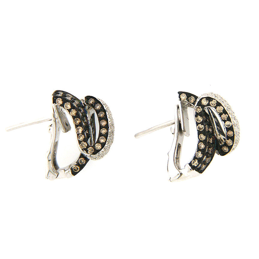 Diamond and Champagne Diamond Earrings in 18K White Gold (1.82 ct. tw.)