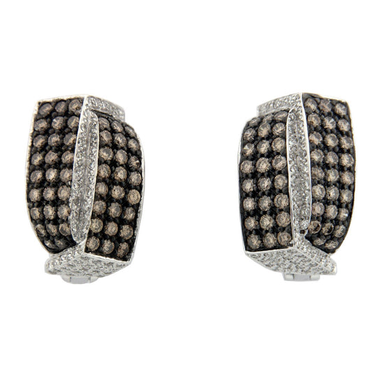 18K White Gold Diamond and Champagne Diamond Pave Earrings (2.61 ct. tw.)