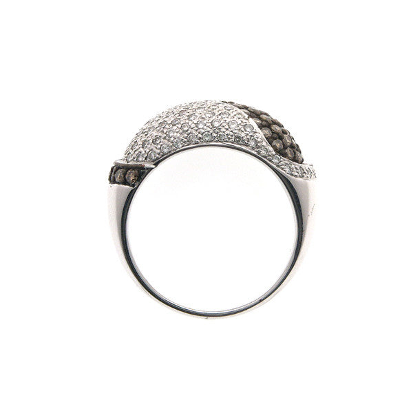 Diamond and Champagne Diamond Ring Pave Set in 18K White Gold (1.19 ct. tw.)