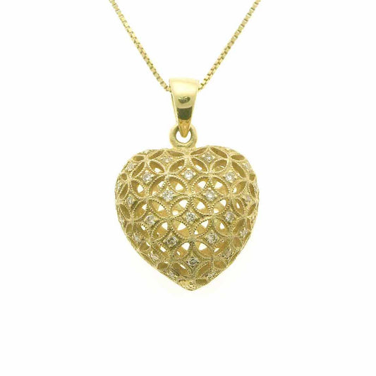 18K Yellow Gold Diamond Heart Pendant Necklace (0.21 ct. tw.)