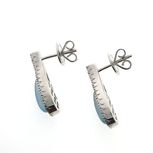 18K White Gold Frosted Blue Topaz Diamond Earrings (2.84 ct. tw.)