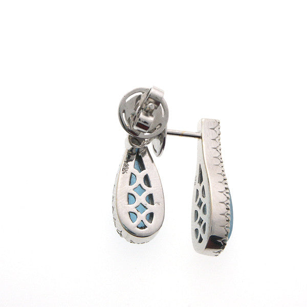 18K White Gold Frosted Blue Topaz Diamond Earrings (2.84 ct. tw.)