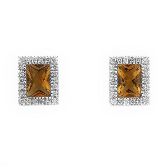 18K White Gold Diamond and Yellow Citrine Stud Earrings (1.62 ct. tw.)