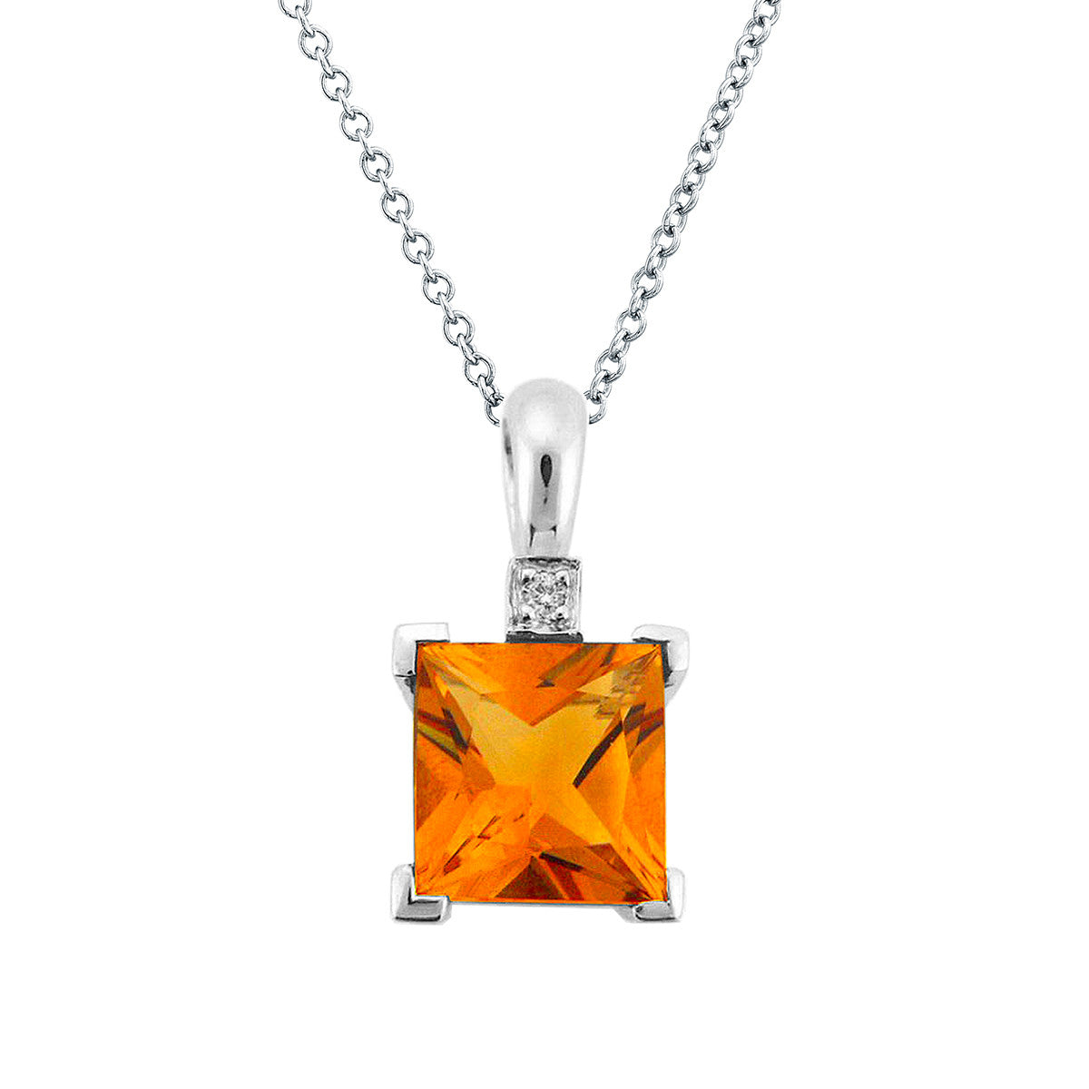 14K White Gold Diamond and Citrine Pendant Necklace (1.31 ct. tw.)