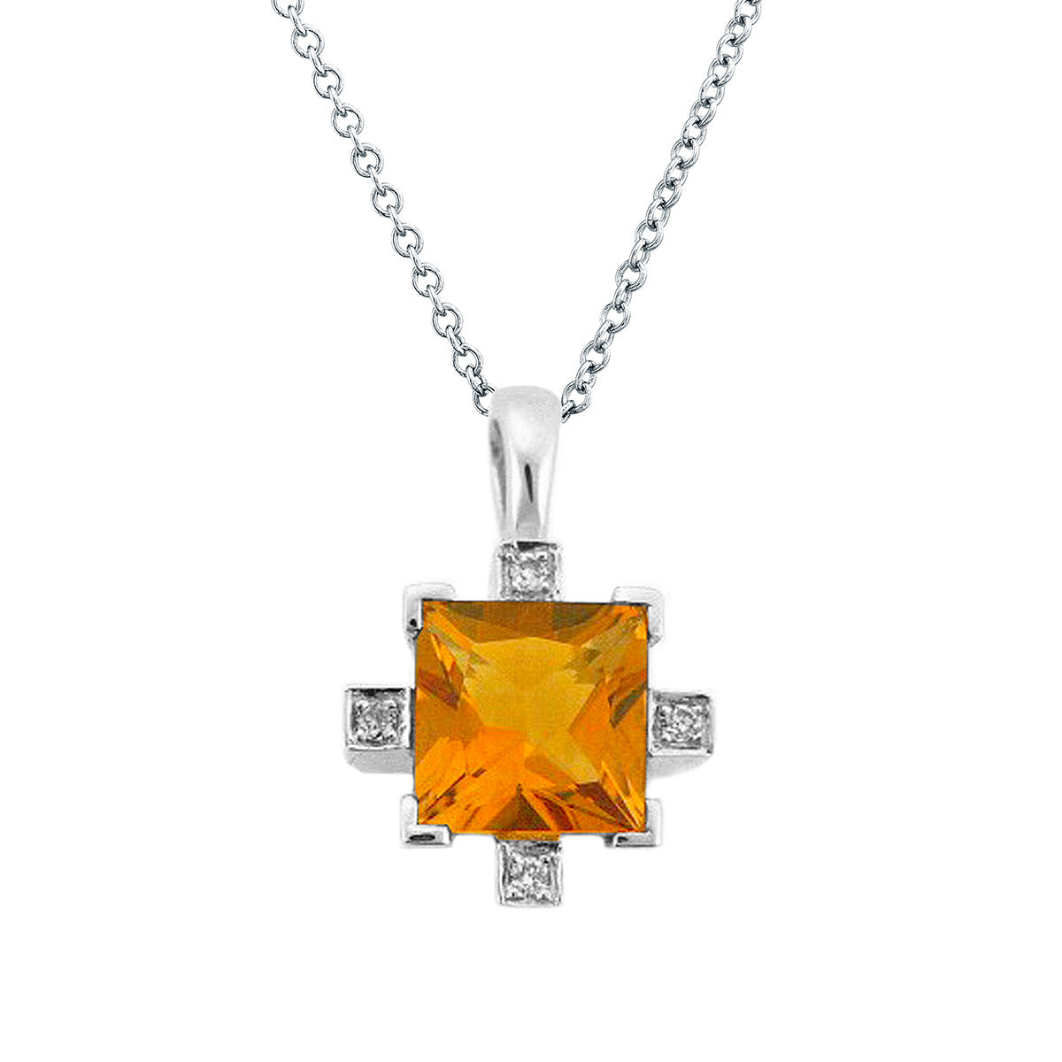 14K White Gold Diamond and Citrine Pendant Chain (1.39 ct. tw.)