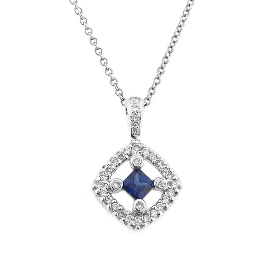 18K White Gold Diamond and Sapphire Pendant (0.39 ct. tw.)