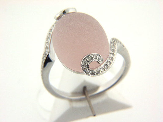 18K White Gold Frosted Rose Quartz Diamond Ring (9.27 ct. tw.)