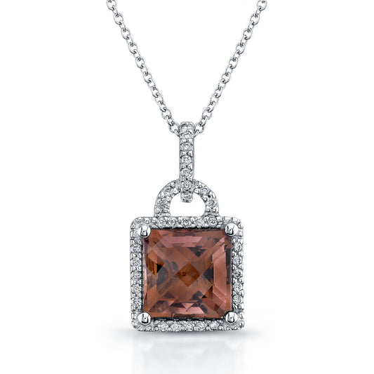 18K White Gold Diamond and Pink Tourmaline Pendant Chain (2.84 ct. tw.)