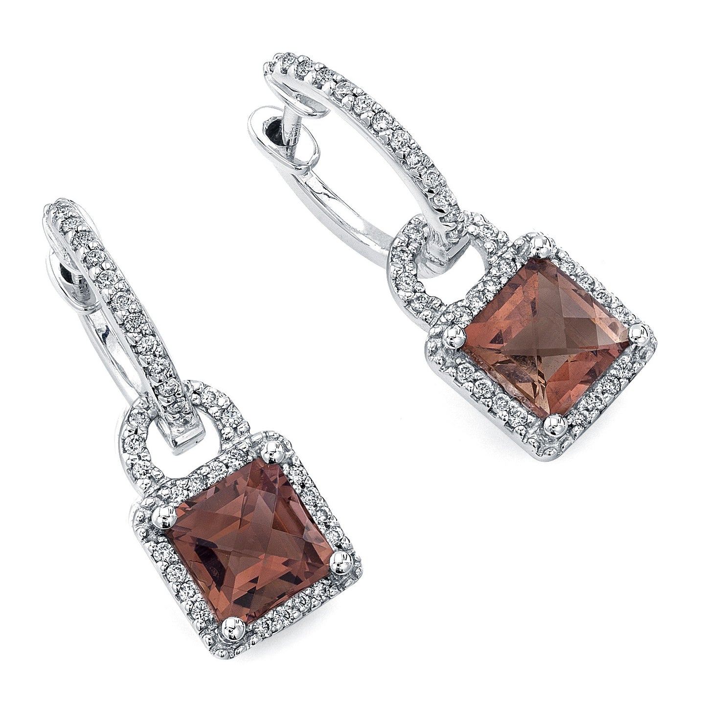 18K White Gold Diamond and Pink Tourmaline Earrings (2.75 ct. tw.)