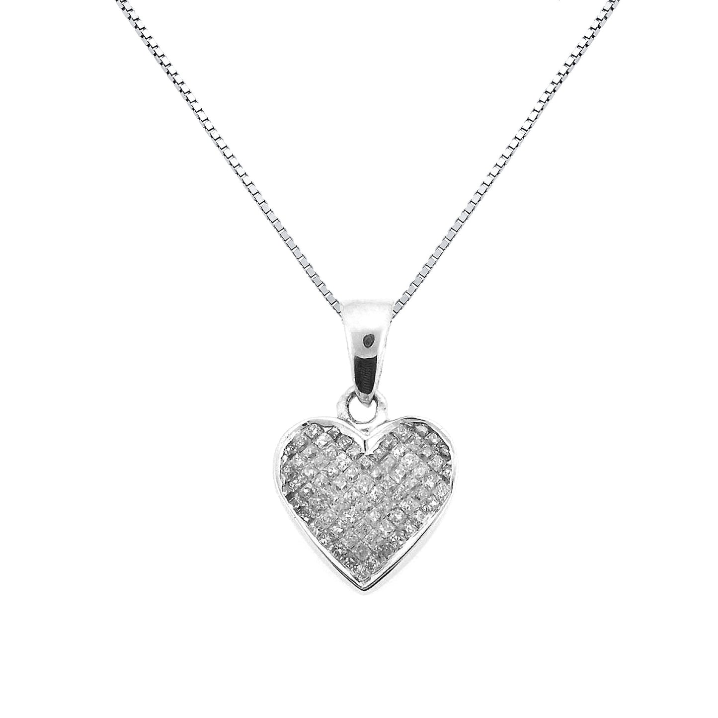 14K White Gold Invisible Set Diamond Heart Pendant Necklace (0.49 ct. tw.)