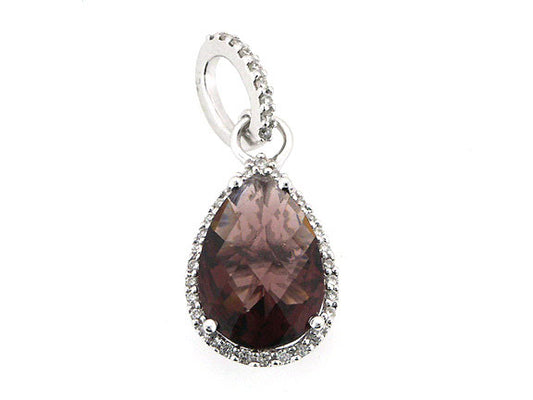 18K White Gold Diamond and Rhodolite Pear Shape Pendant Chain (2.89 ct. tw.)