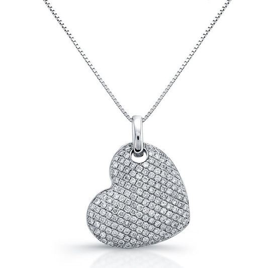 18K White Gold Micro Pave Diamond Heart Pendant (0.35 ct. tw.)