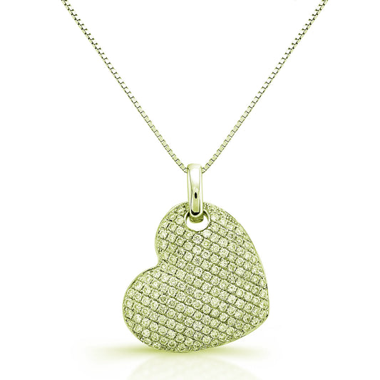 18K Yellow Gold Micro Pave Diamond Heart Pendant Necklace (0.32 ct. tw.)