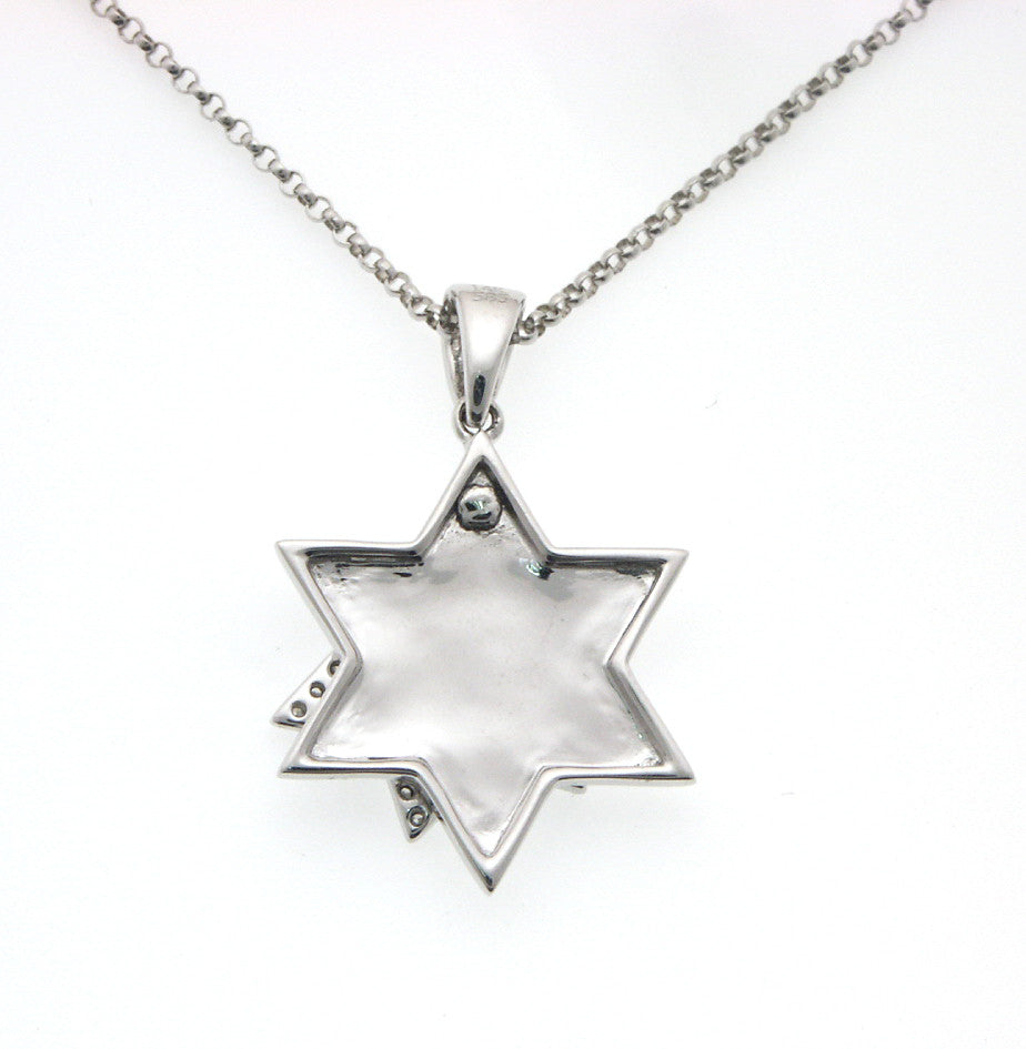 Star Of David Diamond Pendant and Chain in 14K White Gold (0.22 ct. tw.)