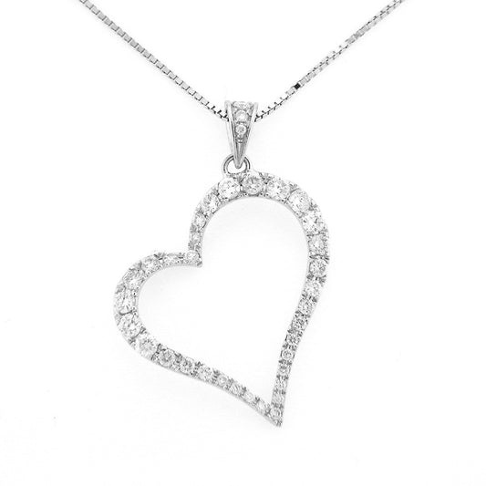 14K White Gold Diamond Heart Pendant Necklace (0.51 ct. tw.)