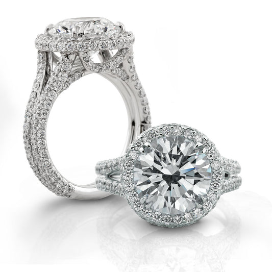 Micro-Pavé Halo Diamond Engagement Ring in Platinum (2.04 ct. tw.)