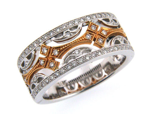 Vintage 18K White and Rose Gold Diamond Ring Band (0.26 ct. tw.)