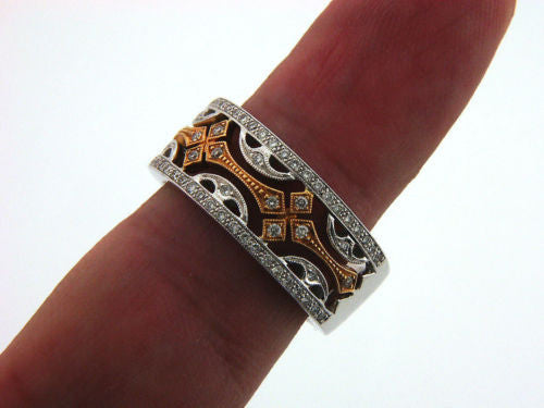 Vintage 18K White and Rose Gold Diamond Ring Band (0.26 ct. tw.)