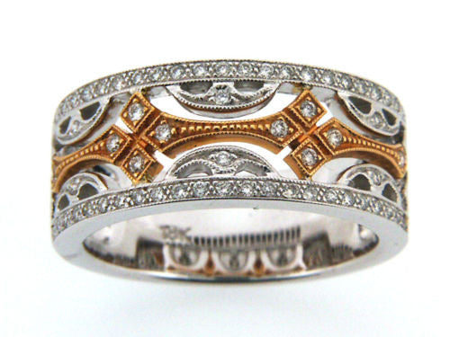 Vintage 18K White and Rose Gold Diamond Ring Band (0.26 ct. tw.)