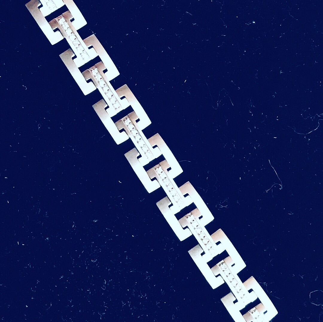 Men’s Diamond Bracelet Satin Finish in 14K White Gold (1.67 ct. tw.)